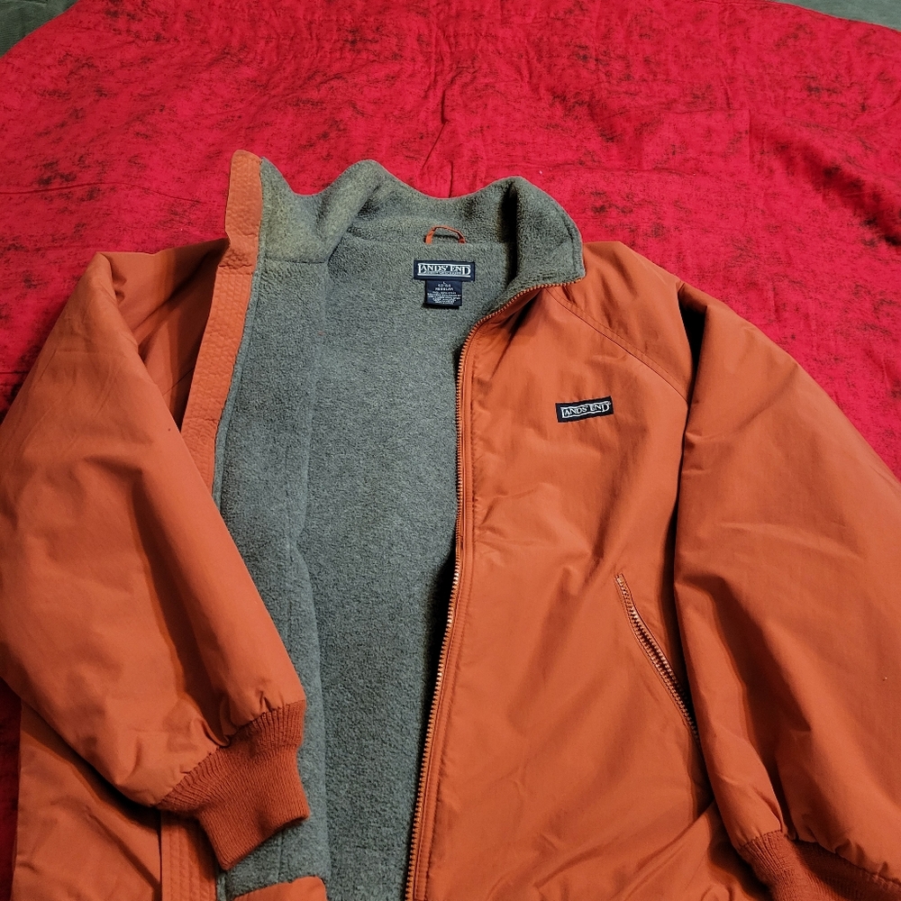 Land's End Insulated Orange Jacket with Gray Lining